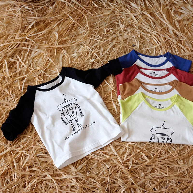 寶寶長袖T恤 秋裝韓新款男童童裝兒童機器人打底衫tx-6238