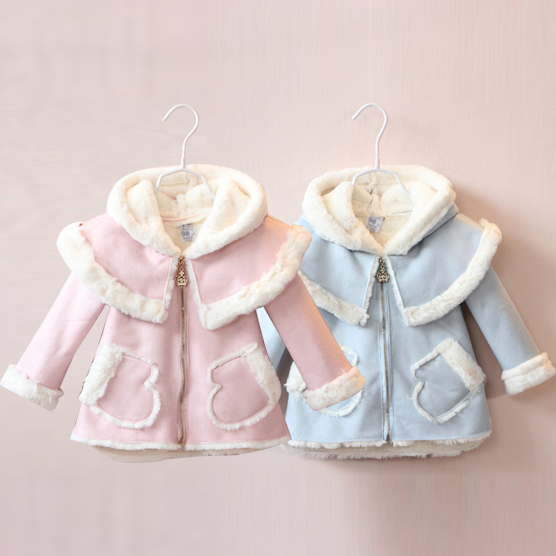 寶寶加絨外套 冬裝新款女童童裝兒童連帽加厚棉衣棉服wt-5451