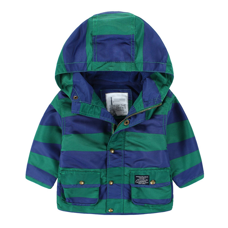 寶寶寬條紋外套 冬裝新款男童童裝兒童加絨加厚沖鋒衣wt-5303