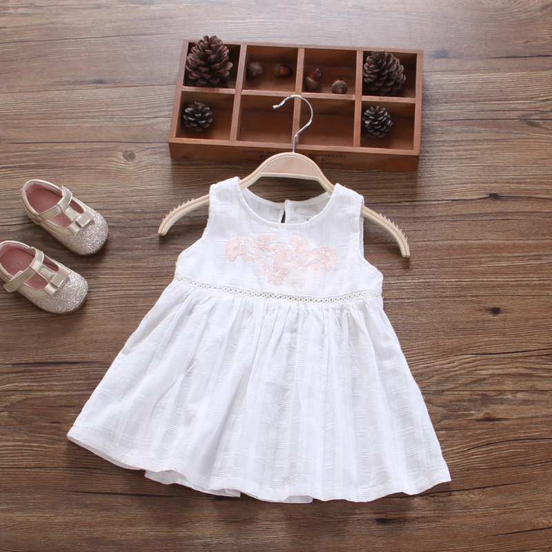 女童裝新款裙子純棉嬰兒連衣裙夏季白色韓版寶寶背心公主裙薄